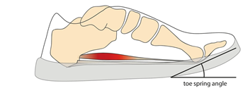 Effect of the upward curvature of toe springs on walking